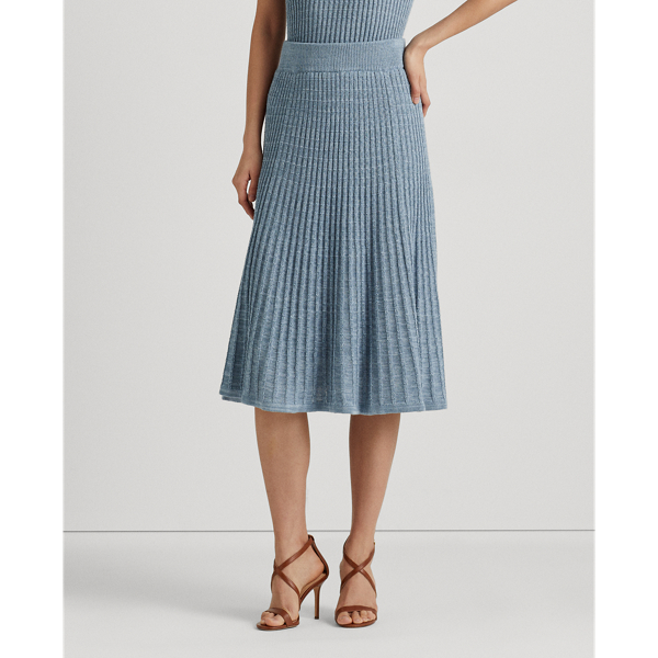 Indigo Ocean Multi Linen-Cotton Knit Skirt Lauren 4