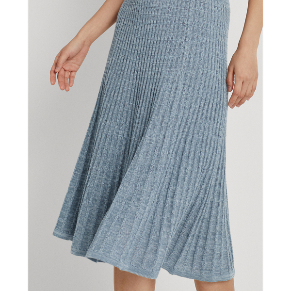 Indigo Ocean Multi Linen-Cotton Knit Skirt Lauren 6