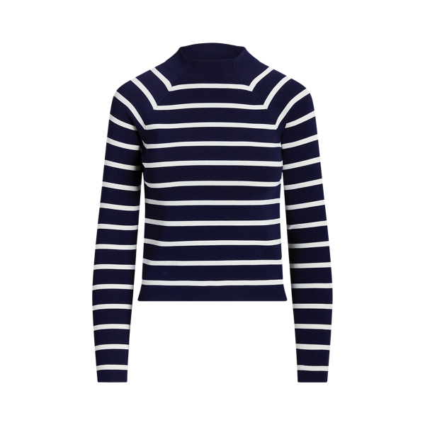 Jersey con rayas y cuello semicisne Lauren Petite en 1