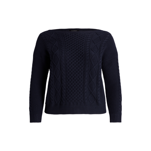 Aran-Strickpullover aus Baumwolle Lauren Woman in 1