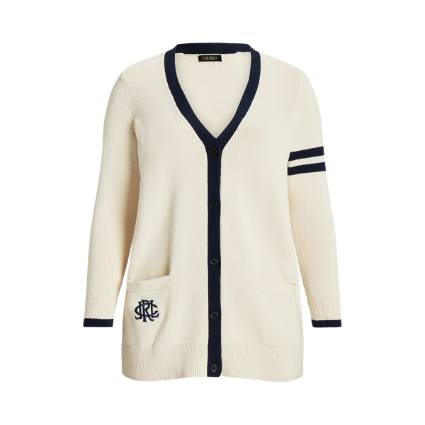 Zweifarbige Baumwollstrickjacke Lauren Woman in 1