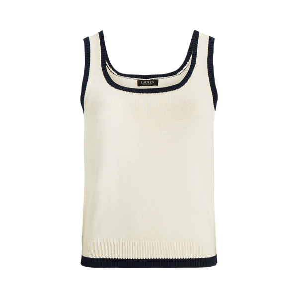 Pull sans manches bicolore coton Lauren Woman en 1