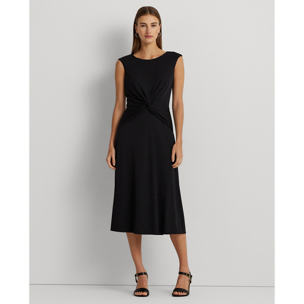 Black Twist-Front Jersey Dress Lauren 1