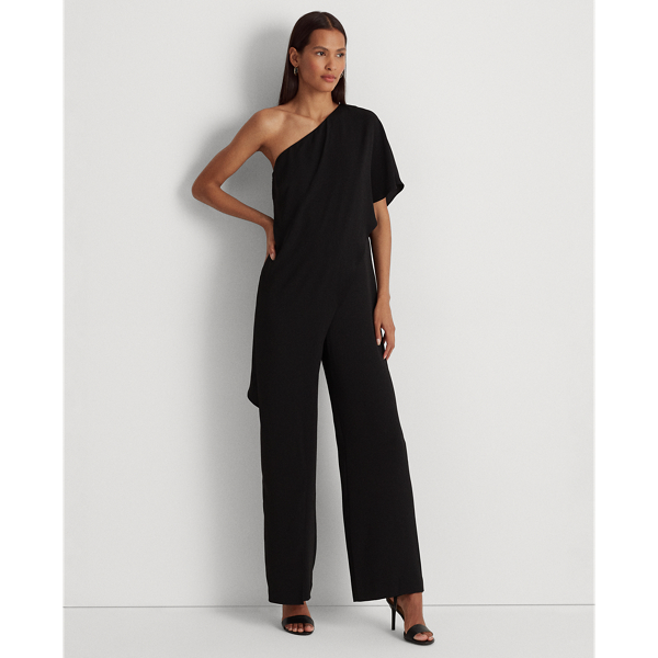 Cape Georgette One Shoulder Jumpsuit Ralph Lauren