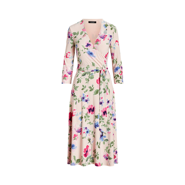 Lauren ralph lauren floral surplice jersey dress outlet