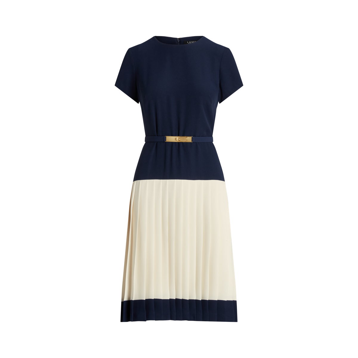 Pleated georgette dress ralph lauren online