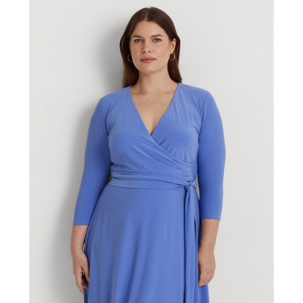 Blue Mist Surplice Jersey Dress Lauren Woman 4