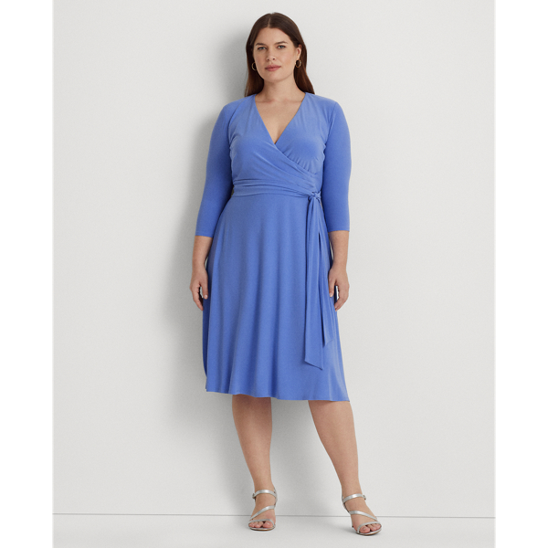 Blue Mist Surplice Jersey Dress Lauren Woman 1