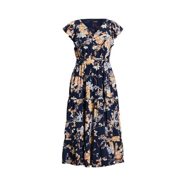 Floral Bubble Crepe Dress Lauren Woman 1