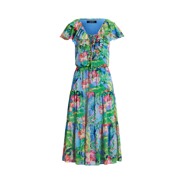 Florales Stufenkleid aus Georgette Lauren Petite in 1