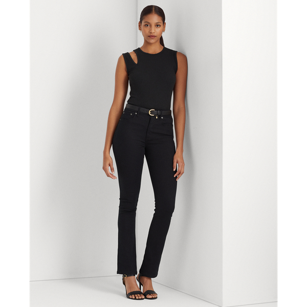 Black Cotton-Blend Jersey Cutout Tank Lauren 4