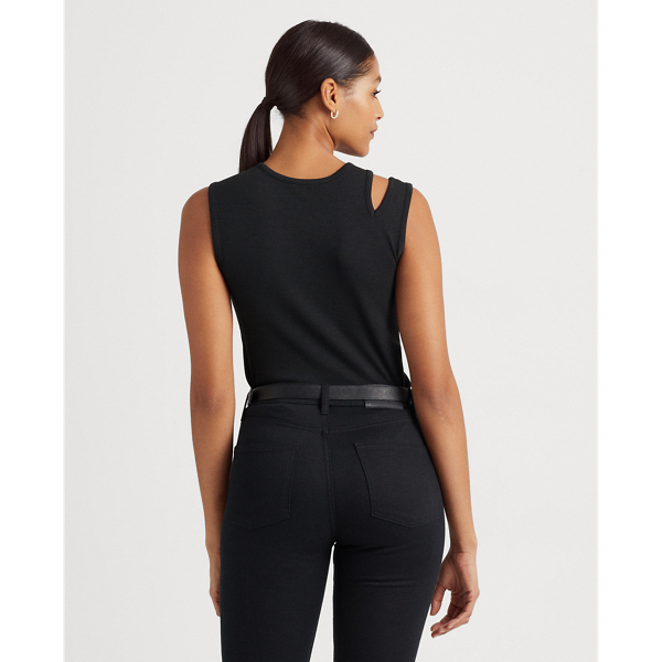 Black Cotton-Blend Jersey Cutout Tank Lauren 5