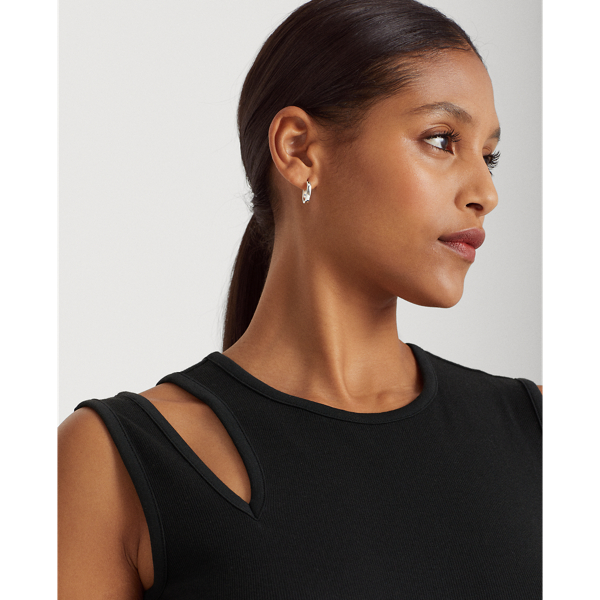 Black Cotton-Blend Jersey Cutout Tank Lauren 6