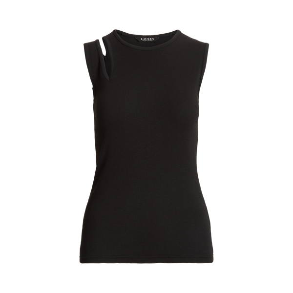Black Cotton-Blend Jersey Cutout Tank Lauren 2