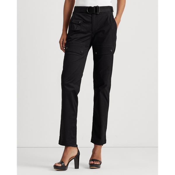 Black Belted Sateen Cargo Pant Lauren 4