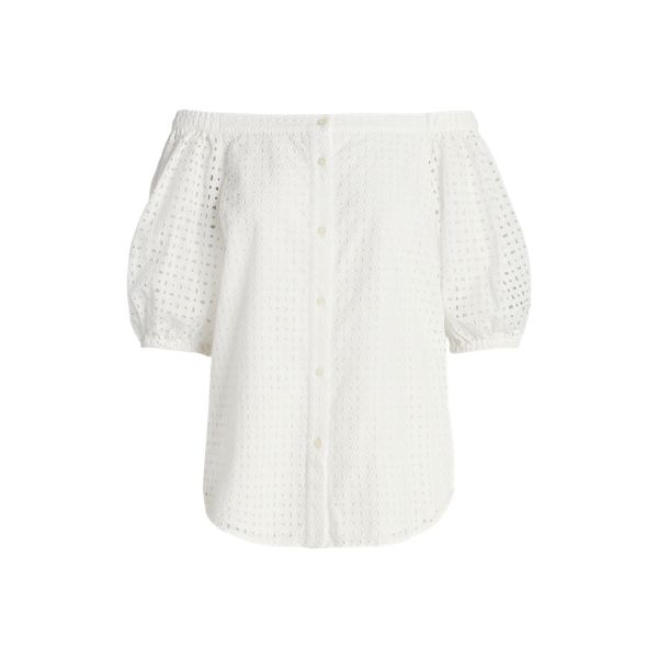Eyelet Cotton Off-the-Shoulder Blouse Lauren 1