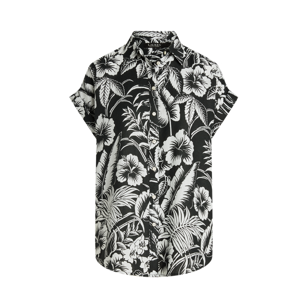 Chemise fleurie manches courtes lin Lauren en 1