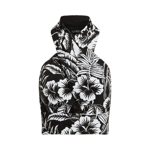 Floral Crepe Cropped Halter Blouse Lauren 1