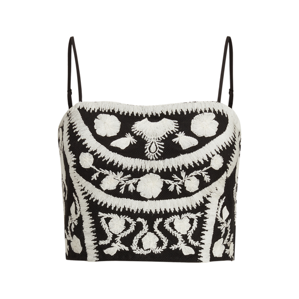 Geborduurde gecropte mouwloze blouse Lauren in 1