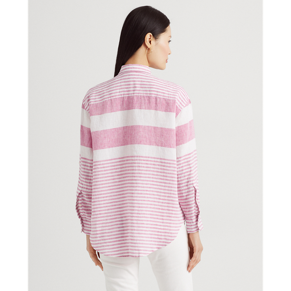 Sport Pink/White Striped Oversize Linen Shirt Lauren 5