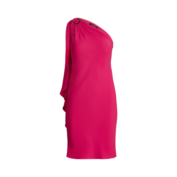 Robe de cocktail asym&eacute;trique georgette