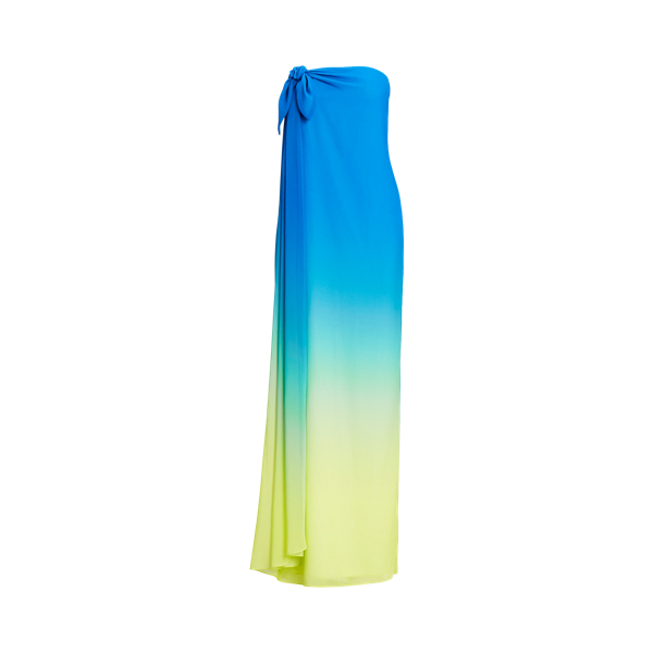 Ombr&eacute;-Print Chiffon Strapless Gown Lauren 1