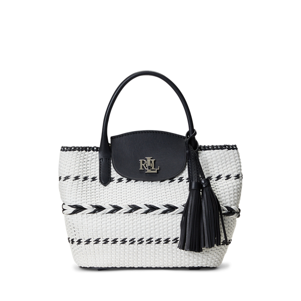 Grand cabas Perri motif g&eacute;o cuir tiss&eacute;