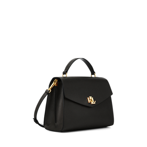 Женская сумка Ralph Lauren Leather Medium Farrah Satchel, цвет: Чёрный