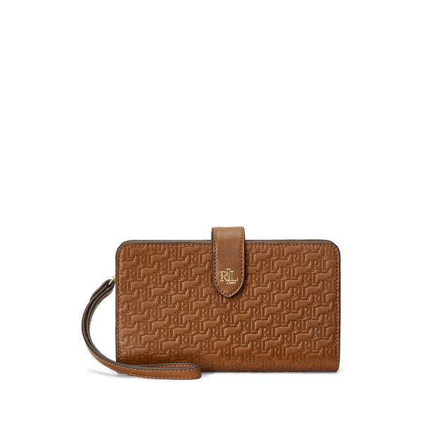 Cartera mu&ntilde;equera de piel con logotipo Lauren en 1