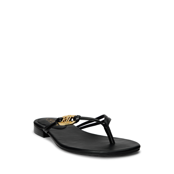 Black Emalia Nappa Leather Flip-Flop Lauren for summer 2