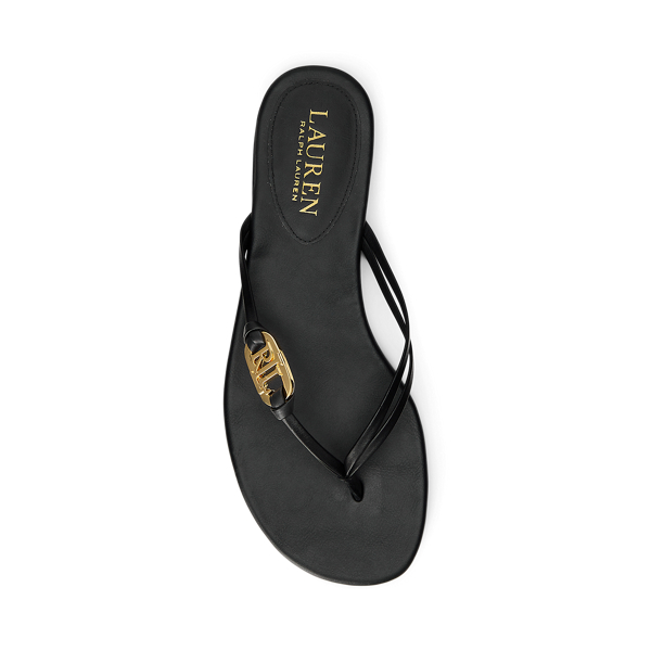 Black Emalia Nappa Leather Flip-Flop Lauren for summer 4