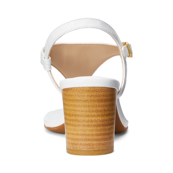 RL White Westcott II Embossed Leather Sandal Lauren for summer 3