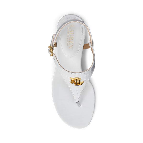RL White Westcott II Embossed Leather Sandal Lauren for summer 4