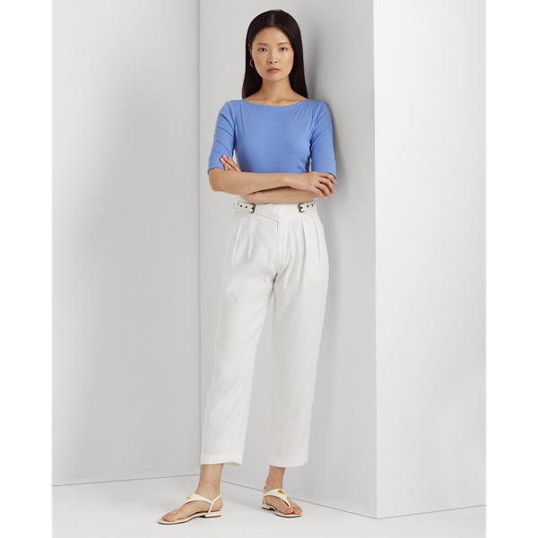 Blue Mist Stretch Cotton Boatneck Top Lauren Petite 3