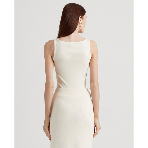 Mascarpone Cream Cotton-Blend Tank Top Lauren Petite 5