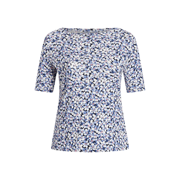 Floral Stretch Cotton Tee Lauren Woman 1