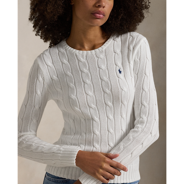 Cable-Knit Cotton Crewneck Sweater