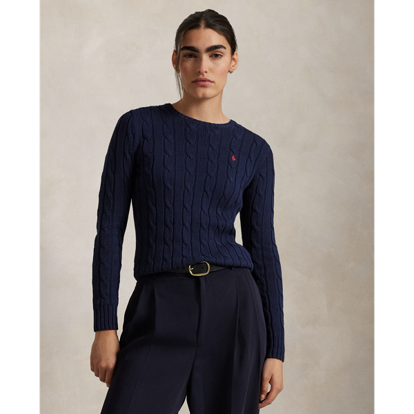 Cable-Knit Cotton Crewneck Sweater