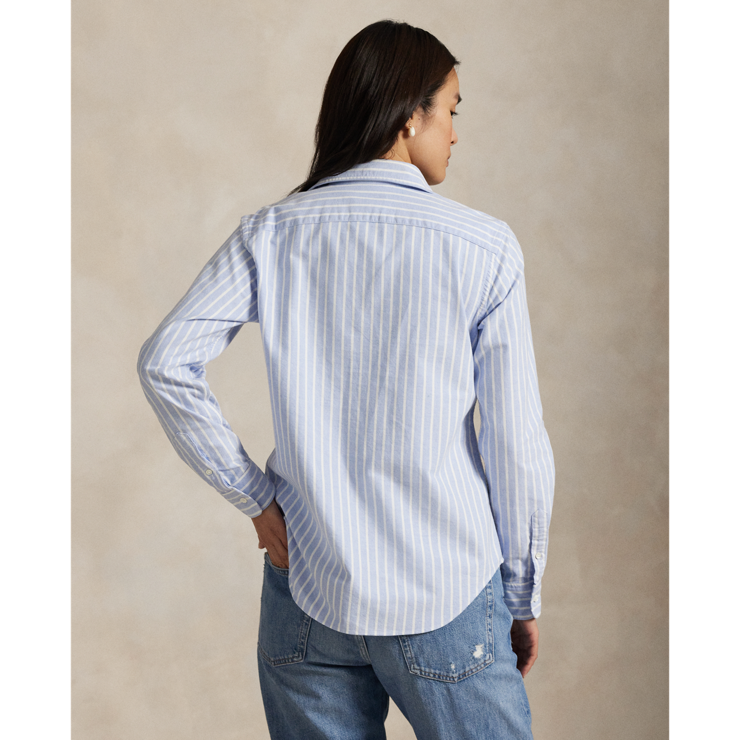 Женская рубашка Ralph Lauren Slim Fit Striped Oxford, цвет: Синий — фото 2