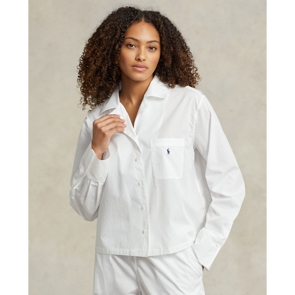 White Cloud Long-Sleeve Poplin Pyjama Set Polo Ralph Lauren 4