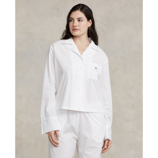 White Cloud Long-Sleeve Poplin Pyjama Set Polo Ralph Lauren 5