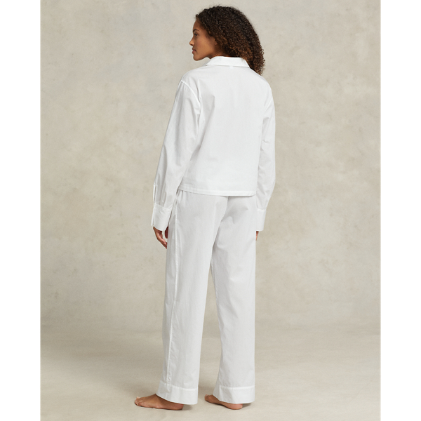 White Cloud Long-Sleeve Poplin Pyjama Set Polo Ralph Lauren 6