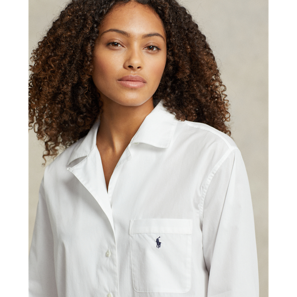 White Cloud Long-Sleeve Poplin Pyjama Set Polo Ralph Lauren 8