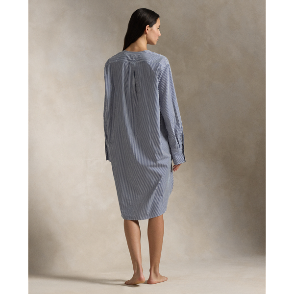 Navy Stripes Striped Poplin Sleep Shirt Polo Ralph Lauren 4