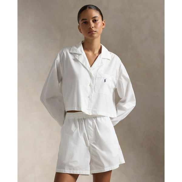 Crop Top & Boxer Poplin Pajama Set