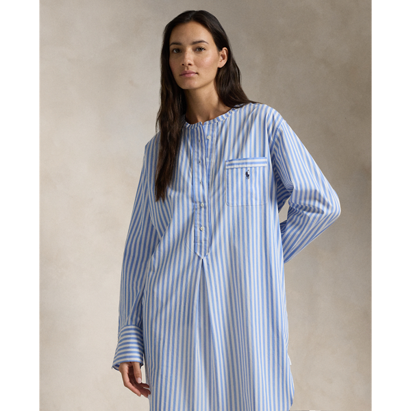 Striped Poplin Sleep Shirt