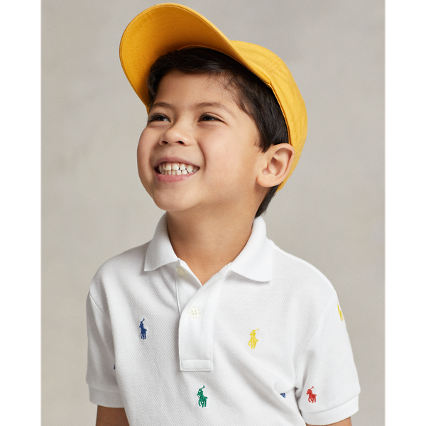 White Polo Pony Cotton Mesh Polo Shirt Boys 2-7 for back to school 5