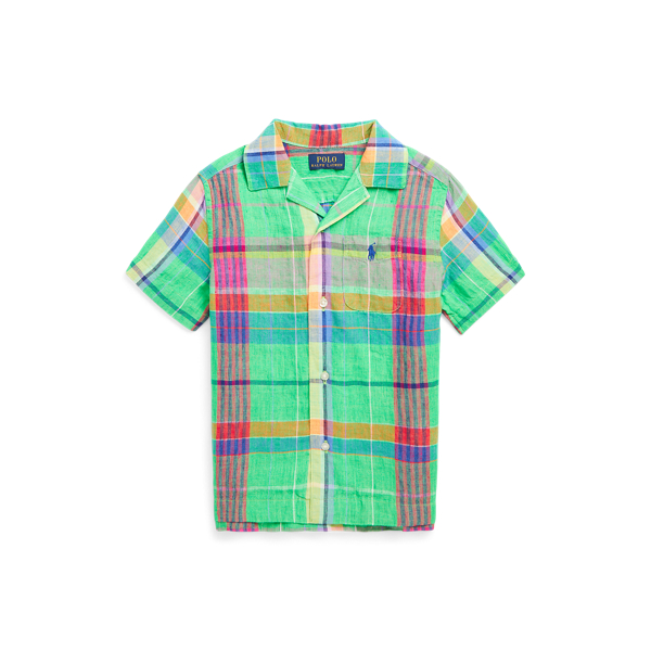 Plaid Linen Camp Shirt Boys 1.5-6 Years 1