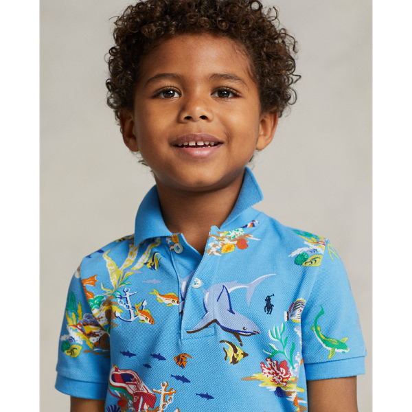 Polo Polo Bear en coton piqu&eacute; Boys 1.5-6 Years en Bearwaiian Blue 5