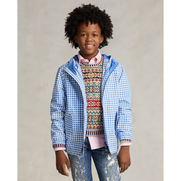 Harbor Island Blue Multi P-Layer 1 Water-Repellent Hooded Jacket Girls 7-16 4